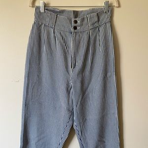 Lucy & Yak Sustainable Pants in Blue/White Stripe